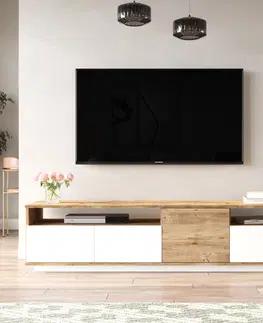 TV stolíky TV skrinka FREY 5, farba borovica + biela