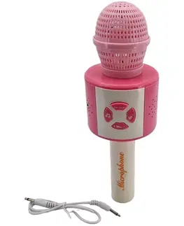 Hudobné hračky LAMPS - Mikrofón ružový s efektami 24cm