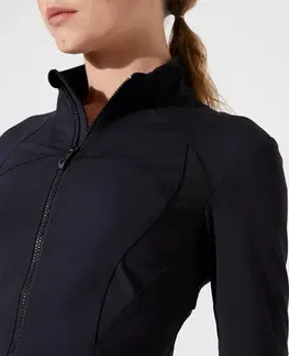 bundy a vesty Dámska športová priedušná bunda 900 na tréningy čierna