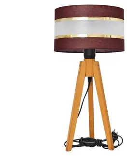 Lampy  Stolná lampa HELEN 1xE27/60W/230V hnedá/zlatá/dub 