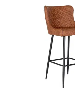 Barové stoličky Norddan Dizajnová barová stolička Laurien vintage hnedá