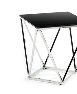 Konferenčné stoly HowHomely Konferenčný stolík DIAMANTA 50x50 cm chróm/čierna 