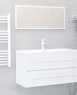 Kúpeľňové skrinky Skrinka pod umývadlo 90 cm Dekorhome Biela lesk
