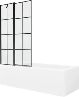 Sprchové dvere MEXEN/S - Vega obdĺžniková vaňa 150 x 70 cm s panelom + vaňová zástena 100 cm, čierna vzor 550115070X9410117077
