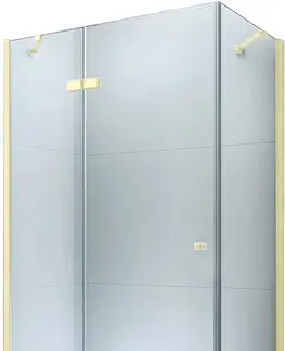 Vane MEXEN/S - Roma sprchovací kút 90x70 cm, kyvné, číre sklo, złatý + vanička 854-090-070-50-00-4010