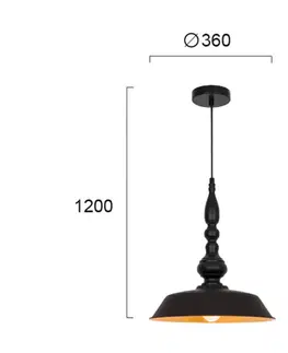 Závesné svietidlá Viokef Závesná lampa Colin, čierna, Ø 36 cm