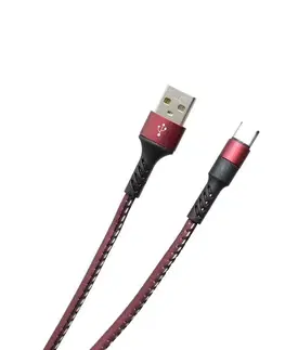 Dáta príslušenstvo MobilNET Dátový a nabíjací kábel TPU USB/USB-C, 2A, 1m, bordový KAB-0117-USB-TYPEC