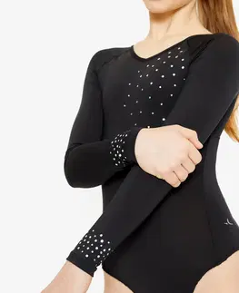 dresy Dievčenský gymnastický trikot 500 čierny