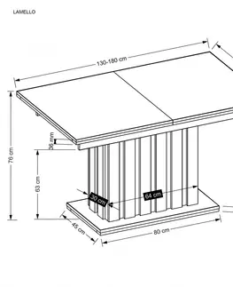 Jedálenské stoly Rozkladací jedálenský stôl LAMELLO Halmar 130-180 x80x76 cm