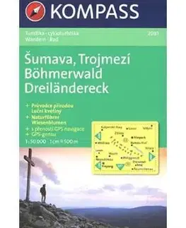 Turistika, skaly Šumava, Trojmezí 2081 - mapa 1:50 000