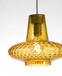 Závesné svietidlá Ailati Sklenená závesná lampa Giulietta, jantárová