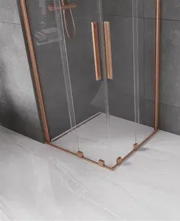 Sprchovacie kúty MEXEN/S - Velar Duo štvorcový sprchovací kút 80 x 80, transparent, meď kartáčovaná 871-080-080-02-65