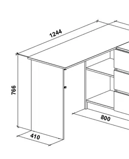 Písacie a pracovné stoly NABBI Afors rohový pc stolík dub sonoma