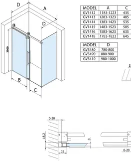 Sprchové dvere GELCO - VOLCANO BLACK obdĺžniková sprchová zástena 1500x1000mm L/P varianta GV1415GV3410