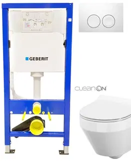 Kúpeľňa GEBERIT DuofixBasic s bielym tlačidlom DELTA21 + WC CERSANIT CLEANON CREA OVÁL + SEDADLO 458.103.00.1 21BI CR1