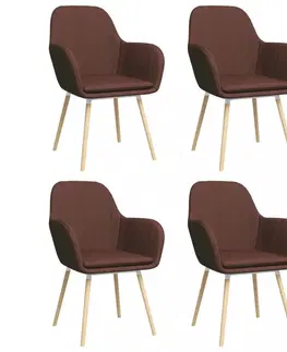 Jedálenské stoličky a kreslá Jedálenská stolička 4 ks látka / bukové drevo Dekorhome Krémová