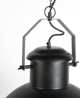 Zavesne lampy Priemyselné závesné svietidlo čierne so sivou farbou - motor