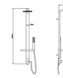 Sprchy a sprchové panely AQUALINE - SIGA sprchový stĺp, v. 1090mm, hliník SL650