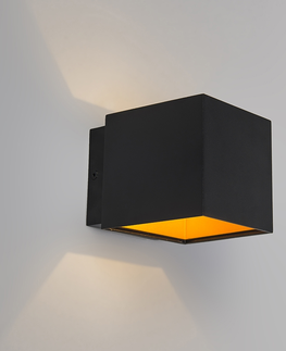 Nastenne lampy Sada 2 dizajnových nástenných svietidiel čierna / zlatá vrátane LED - Caja