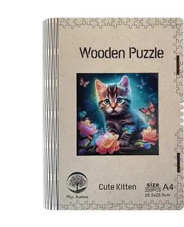 Limitovaná edícia Trigo Drevené puzzle Mačka A4