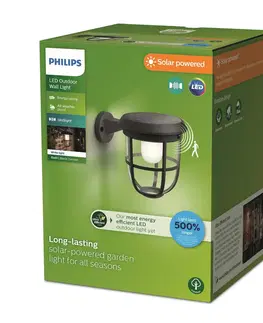 Solárne svetlá so senzorom pohybu Philips Solárne nástenné svietidlo Philips LED Radii