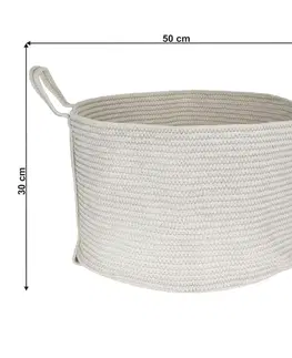 Úložné boxy TEMPO-KONDELA GEOS, pletený kôš, biela/sivá, 50x30 cm
