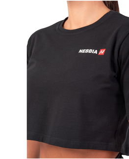 Dámske tielka Dámsky voľný crop top Nebbia Minimalist Logo 600 Black - XS