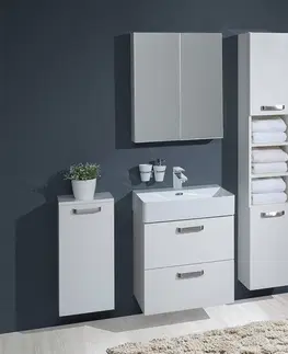 Kúpeľňový nábytok MEREO - Leny, kúpeľňová skrinka vysoká 170 cm, biela, ľavá CN814