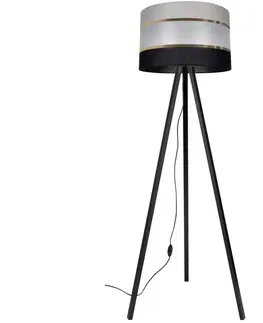 Lampy  Stojacia lampa CORAL 1xE27/60W/230V wenge/čierna/šedá/zlatá 