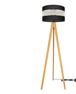 Lampy  Stojacia lampa HELEN 1xE27/60W/230V čierna/zlatá/dub 