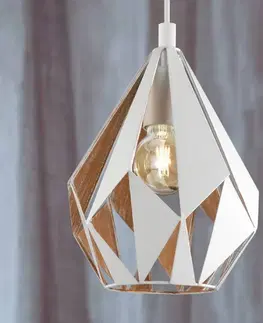 Závesné svietidlá EGLO Závesná lampa Carlton 1, bielo-zlatá, Ø 20,5cm