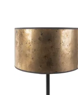 Stolove lampy Stolná lampa v štýle Art Deco čierna so odtieňom zo starého bronzu 35 cm - Simplo