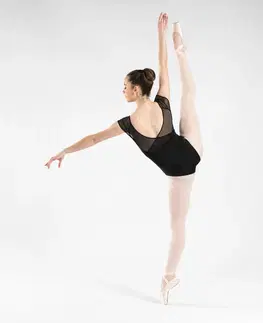 balet Dievčenský baletný trikot s krátkym rukávom čierny