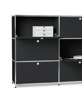 Dressers Veľká kovová komoda »CN3« so 6 výklopnými priehradkami, čierna