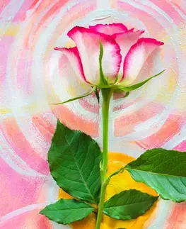 Tapety kvety Fototapeta ruža na maliarskom plátne