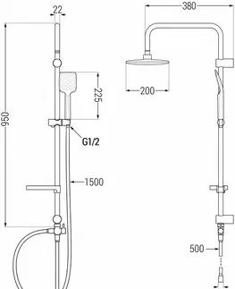 Sprchy a sprchové panely MEXEN/S - Sven sprchový stĺp vrátane sprchovej termostatickej batérie Slim, čierna 77105262-70