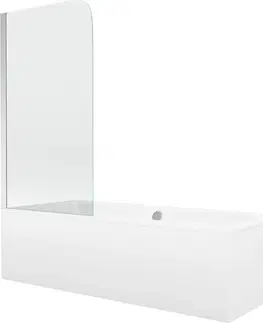Sprchové dvere MEXEN/S - Cube obdĺžniková vaňa 180 x 80 cm s panelom + vaňová zástena 80 cm, transparent, chróm 550518080X9008010100