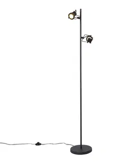 Stojace lampy Priemyselná stojaca lampa čierna 2-svetlá - Suplux