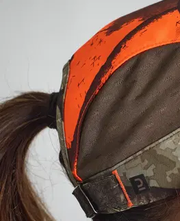 čiapky Dámska poľovnícka šiltovka 500 ľahká priedušná maskovanie Treemetic oranžová