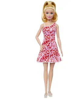 Hračky bábiky MATTEL - Barbie modelka - ružové kvetinové šaty