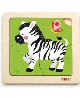 Hračky puzzle VIGA -  Drevené puzzle Zebra 4ks