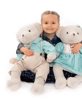 Plyšové hračky Plyšový medveď, smotanová/modrá, 65cm, MADEN GIRL TYP2