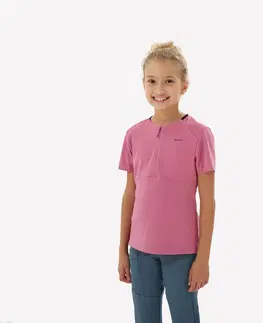 nohavice Detské turistické tričko MH550 7-15 rokov ružové