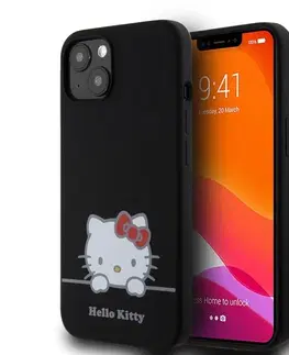 Puzdrá na mobilné telefóny Zadný kryt Hello Kitty Liquid Silicone Daydreaming Logo pre Apple iPhone 13, čierne 57983116911