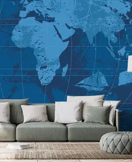 Samolepiace tapety Samolepiaca tapeta rustikálna mapa sveta v modrej farbe