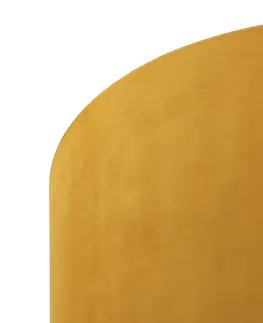 Stropne svietidla Stropné svietidlo s velúrovým odtieňom okrové so zlatom 25 cm - čierna Combi
