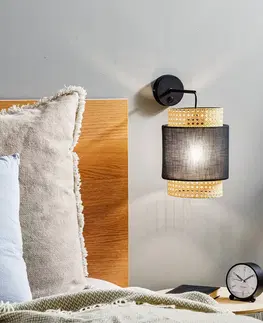 Nástenné svietidlá TK Lighting Nástenné svietidlo Boho, čierna/ratan