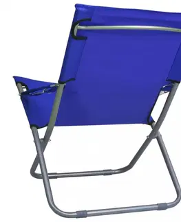 Záhradné kreslá a stoličky Skladacia plážová kresielka 2 ks Dekorhome Modrá