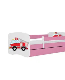 Jednolôžkové postele Detská Posteľ. Babydreams+Sz+M Ružová 70x140 hasičský zbor