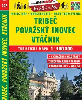 Turistika, skaly Tribeč, Považský Inovec, Vtáčnik 1:100 000